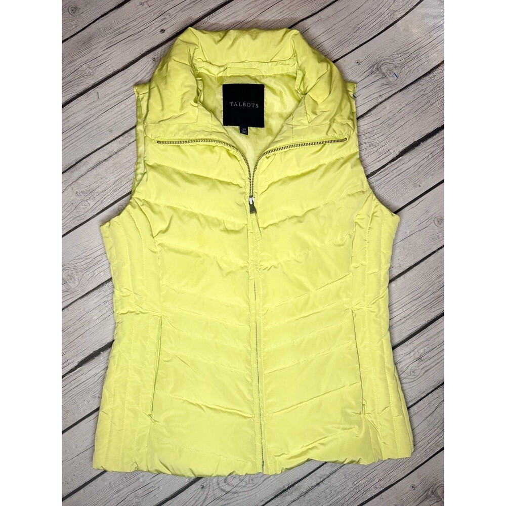 Talbots lime green puffer vest Size XS